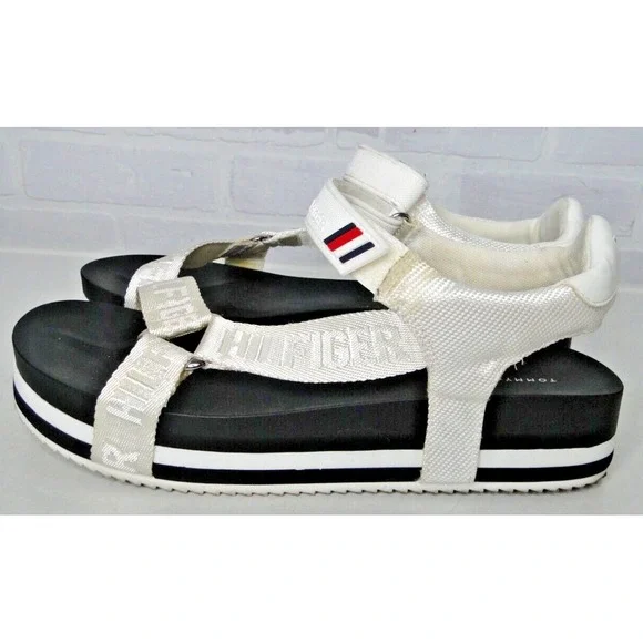 Tommy Hilfiger Womens Beckia White Platform Sandals 10 Medium - Picture 3 of 7